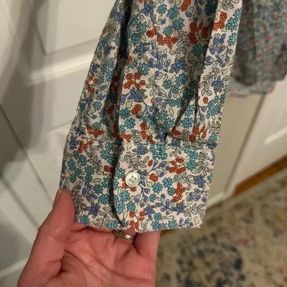 Lands’ End Women’s Floral Cotton/Linen Blend Half Button Down Long Sleeve Size M - Picture 6 of 14